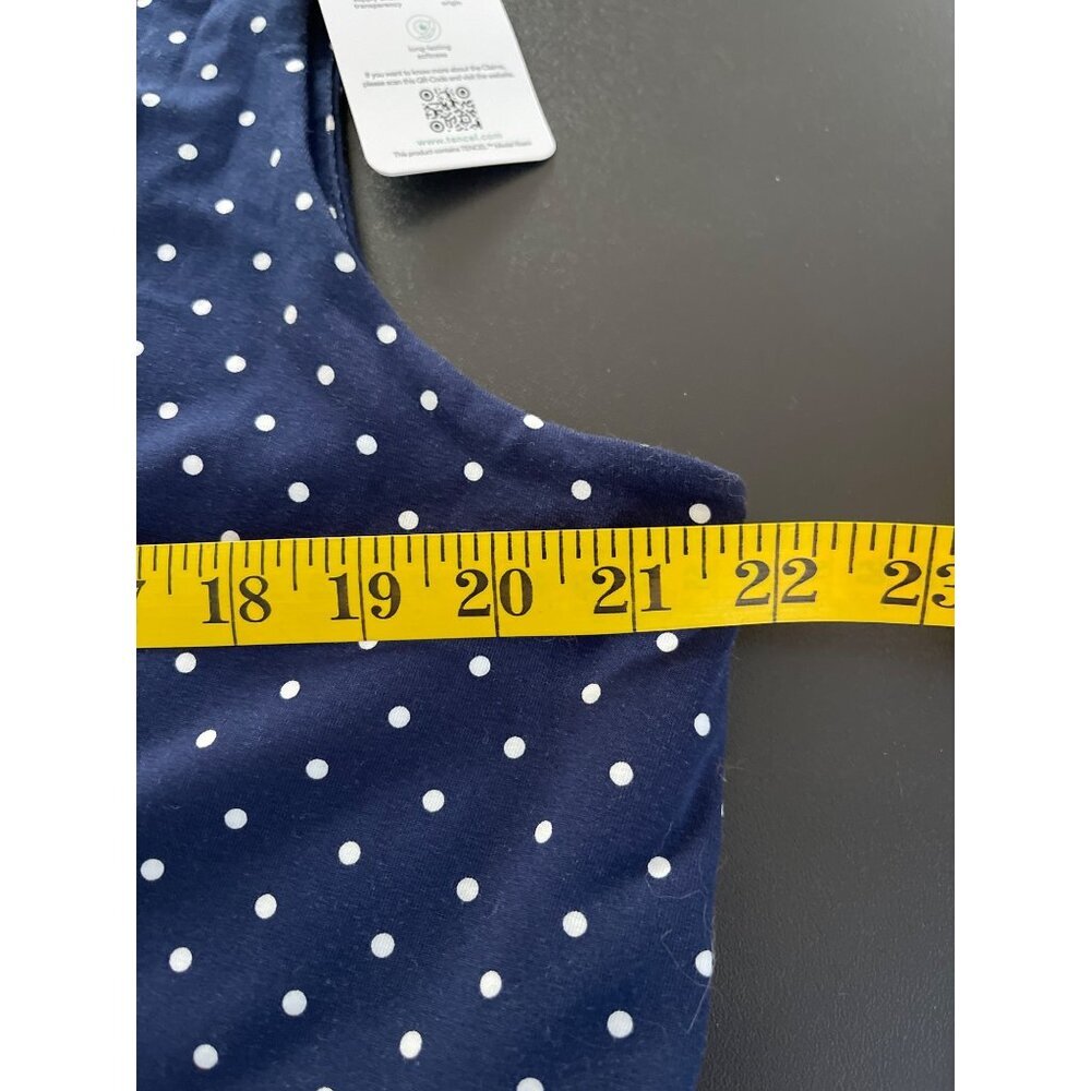 Lands End Women Sleeveless Dress Size 1X Navy Polka Dot Nautical Coastal Retro - Picture 12 of 13